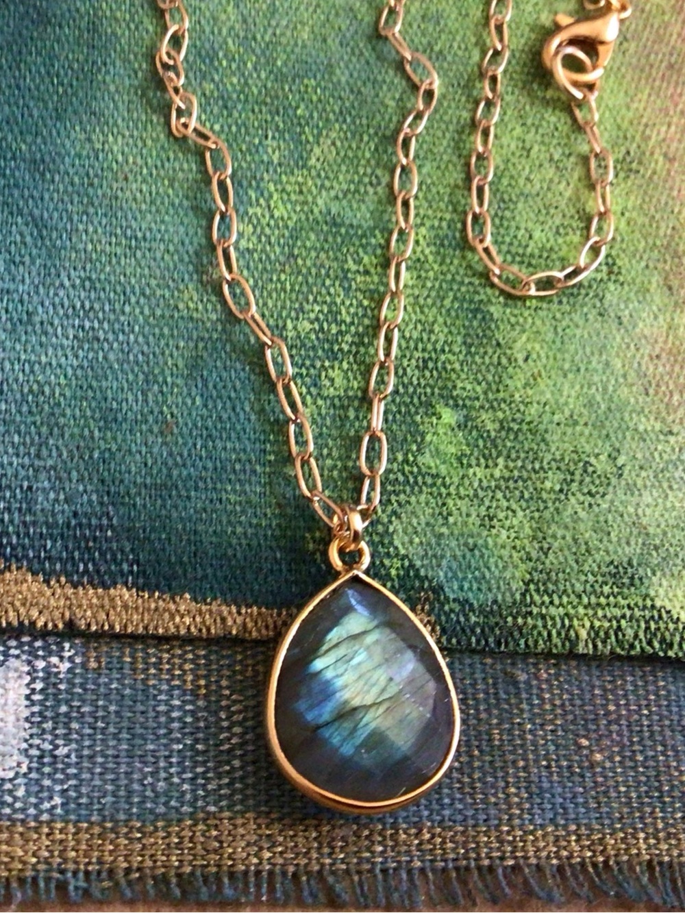 Natural Labradorite Aquamarine Sundance Charm Necklace SALE